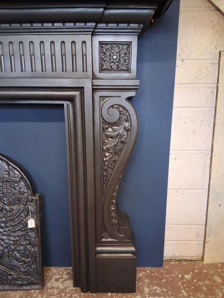 <p>Original Large Cast iron Fire Surround</p><p>160cm wide x 138cm high</p><p>Mantle shelf 183cm wide x 26cm deep</p><p>95cm x 95cm internally